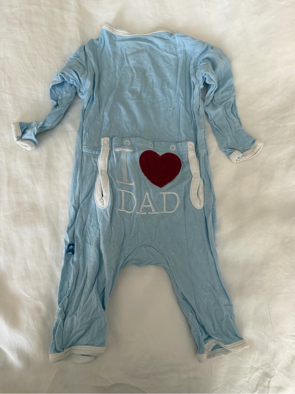 EUC Kickee Pants I Heart Dad Light Blue Baby Pajamas - 0-3